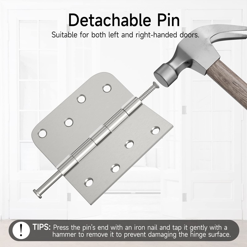 HOSOM 3 Pack Brushed Nickel Exterior Door Hinges 4 Inch,