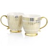 Gold 4 Piece 16.7oz Electroplated Fine Ceramic Mug Set Stripe