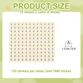 PATIKIL 15 Sheets Alphabet Stickers Letter A Small Round Sticker 1/2 Inch Self-Adhesive Paper Label for Inventory Organizing Storage Handmade (Total 1980Pcs)
