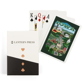 Lantern Press Iowa, Retro Style Countryside, (52 Playing Cards, Poker Size Card Deck with Jokers)