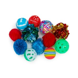 Petface Catkins Cat Ball Toys, Play Pack of 12 Assorted Balls for Indoor Cats