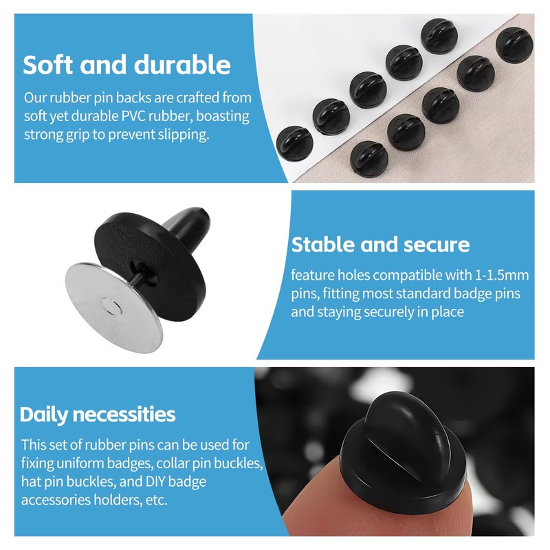 uadbau 50PCS Rubber Pin Backs – PVC Lapel Pin Backings,