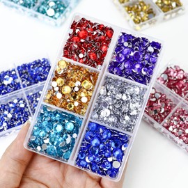 Briskbloom 10000PCS Colorful Rhinestones for Crafts Shoes Clothes, Mix Colors Flatback Rhinestone for Nails, Flat Back Diamond Tumbler Bedazzling Kit, Mixed 2/3/4/5/6mm Glue Fix Rhinestone Gems