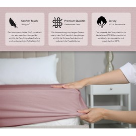 BEAUTEX Set of 2 Fitted Sheets Cotton Premium Jersey Fabric 160 g/m², Choice of Size and Colour (2 Pieces 140 x 200 x 30 cm, Dusky Pink)