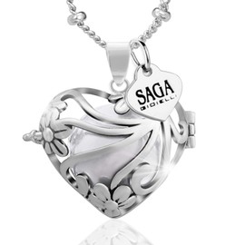 SAGA GIOIELLI® Engelsrufer Necklace Harmony Ball Heart Flowers Steel Chain, Stainless Steel