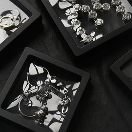 ailison 12PCS 3D Floating Frame Display Stand, Jewelry Box, Gift Box, Ornament Organizer, Small Travel Jewelry Box, PE Film Anti-Oxidation, Suspended Display Box Stackable (3.54*3.54，Type 7)