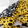 CLOTHKNOW Dark Yellow King Comforter Set 3Pcs Black Dot Bedding