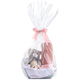 Purple Q Crafts Clear Basket Bags 16” x 24” Cellophane Gift Bags, Small 1.2 Mil Thick (50 bags)