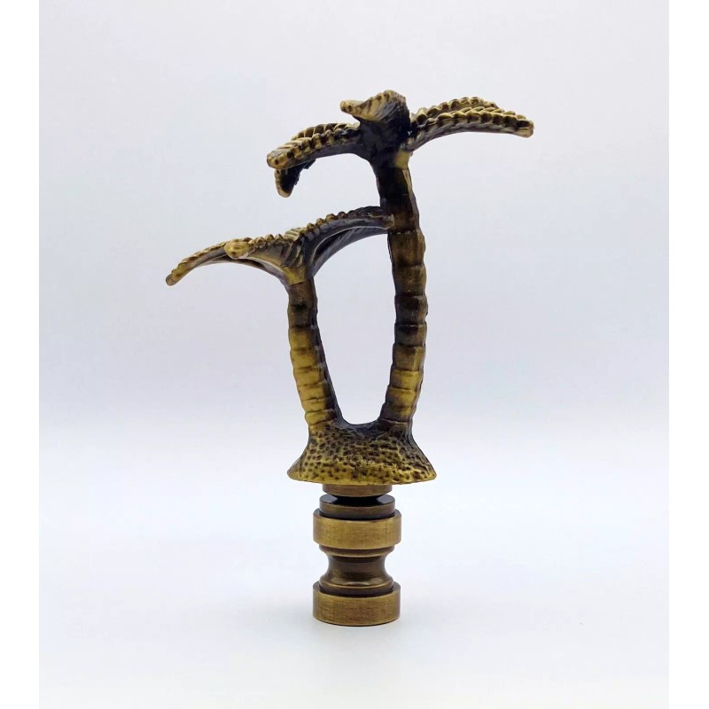 Lite Accents Lamp Finial-COCONUT PALM TREE-Aged Brass Finish, Highly detailed
