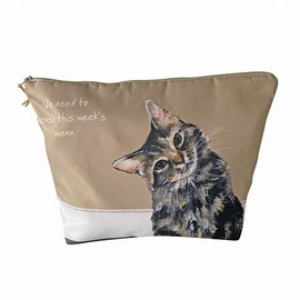 Little Dog Laughed Cats Discuss The Menu Wash Bag Wipeable Zip Toiletry Bag LDWB03