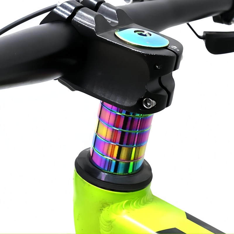 JMFahrrad Bicycle Headset Spacers 1-1/8 inch Rainbow Anodized