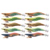 Fishing Squid Lures Kit 10pcs Luminous Squid Jig Shrimp Lure