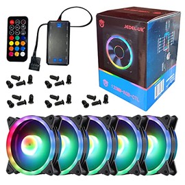 Jedel 5 RGB Case Fan Set, 5x 120MM RGB Cooling Fans with Remote Control, Desktop & Laptop Compatible