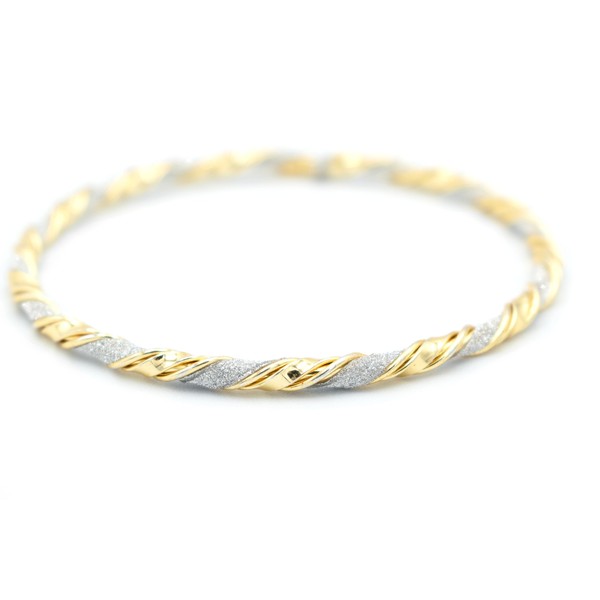 Beautiful Mixed Texture Twisting and Sparkling Bangle Cuff Bracelet, Two
