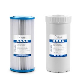 iFilters Whole House Sediment & GAC/KDF Replacement Water Filter Cartridge Set | 100% Compatible with 4.5”x10” Dual systems like MWH-D-WELL & SP30-KDF1-4510
