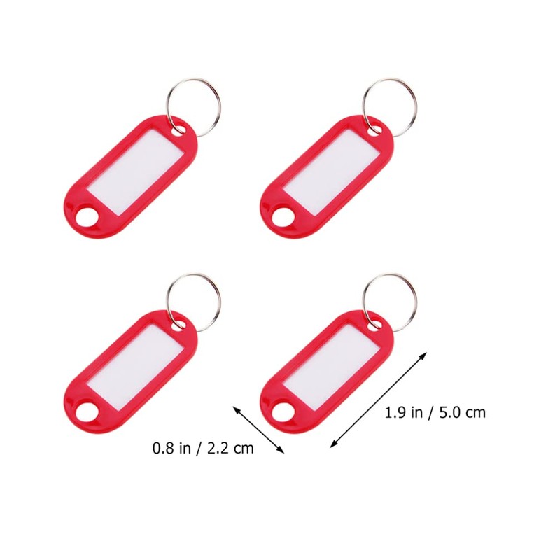 TOYMYTOY Name Badge Keychains, Red, Pack of 50