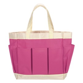 HARFINGTON Garden Tool Bag 11.22" x 5.12" x 11.02" Large Oxford Bag with Pockets Garden Tote Bag Gardening Plant Tool Organizer Storage Carrier Store for Outdoor Women Men, Rose Red