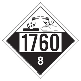 1760 Placard, Class 8 Corrosive 25-pk. - 10.75" x 10.75" Polycoated Tagboard for Temporary Applications - J. J. Keller & Associates - Complies with DOT Hazmat Placard Requirements