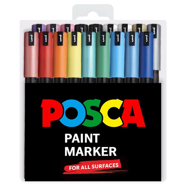 POSCA PC-1MR 18 Kugelschreiber-Set – limitierte Auflage aus Kunststoff – extra schwarz und weiß