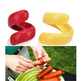 Red and Yellow Manual Fancy Sausage Cutter Barbecue Hot Dogs Gadget Cutting Kitchen Vegetable Cutter Tools Auxiliary Slicer Fruit Practical and Deft Kitchen Utensils and Gadgets Kitchen and Dining