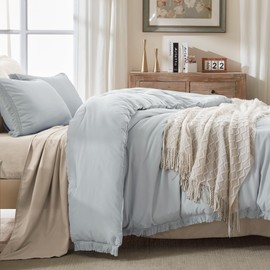 Andency Light Grey Comforter Set King, 3 Pieces Boho Tassel Lightweight Bedding Comforter Sets for King Bed, All Season Soft Fluffy Fringe Bed Set (104x90In Comforter & 2 Pillowcases)