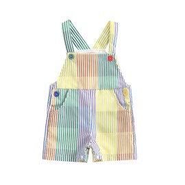 MAINESAKA Toddler Baby Boy Girl Overalls Romper Sleeveless Color Block Jumpsuit Shorts Suspender Pants Shortalls (A-Multi-Color, 2-3 Years)