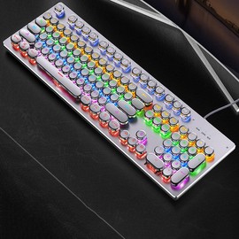 Black/White Wired 104-key Full Sized Anti-Ghosting Typewriter Mechanical Keyboard with RGB Backlights with Two Colors and Switches - Color: White