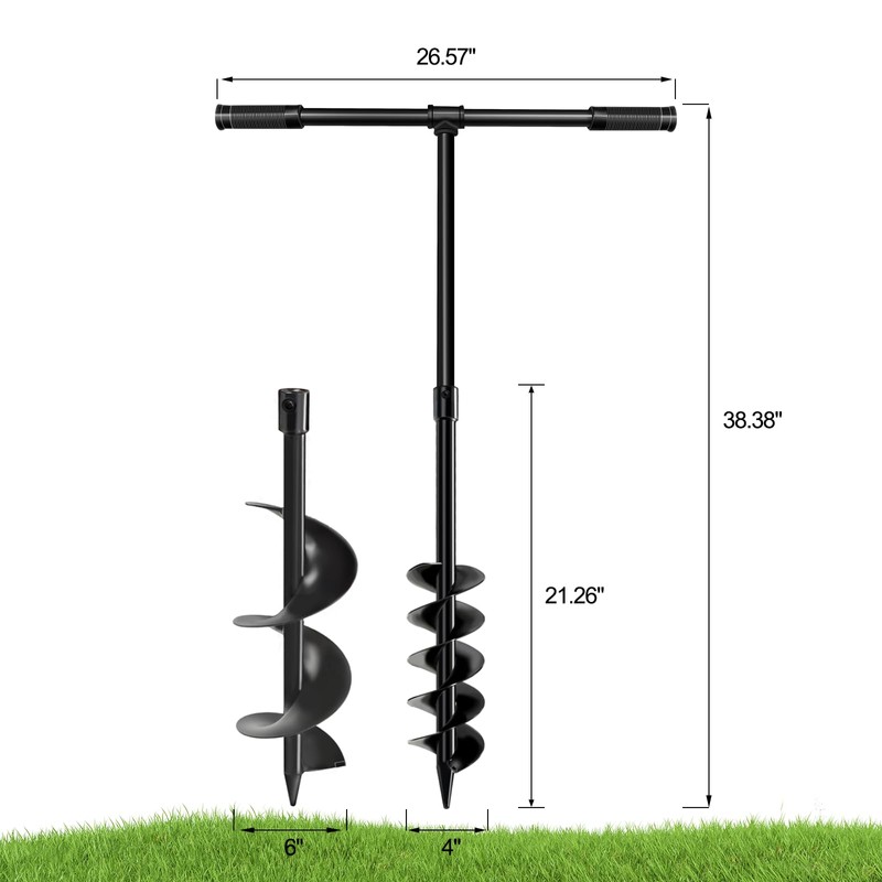 LONGRUNNEW Heavy-Duty T-Shaped Hand Drill Auger Post Hole Digger with