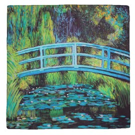 Blooming Cat Art 000219-0011-01 Print Handkerchief, Water Lilies Pond, Claude Myane, Ladies, Handkerchief, Approx. 17.7 inches (45 cm), multicolor