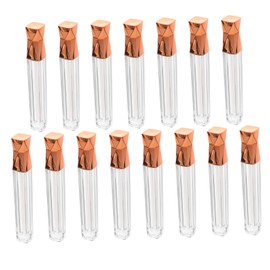 BIUDECO Refillable Empty Lip Gloss Tubes 5ml Plastic Lip Gloss Bottles Rose Gold Triangle Cap DIY Lip Containers
