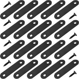 20 Pack 60mm Black Flat Bracket Straight Brace - Stainless Steel Heavy Duty Mending Plate for Wood Furniture, DIY Repair with Screws Included