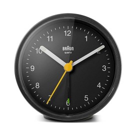 Braun Classic Analogue Alarm Clock with Snooze and Light, Quiet Quartz Movement, Crescendo Alarm in Black, Model BC12B (2 Pack)