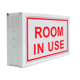ROOM IN USE Led Notification Sign - for Privacy Areas, Offices, Conference Rooms, Studios, and More - Wall Mount Sign - Metal Case With Plastic Front - Bright Led Light Up - 120 VAC Hardwired - 1 Pack