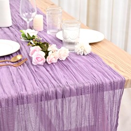 12 Pack Lavender Cheesecloth Table Runner 35 x 70 Inch Gauze Cheese Cloth Table Runner, Boho Rustic Wedding Table Runner for Wedding Bridal Shower Graduation Party Banquet Table Decorations