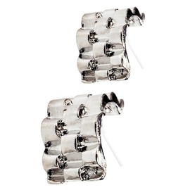 Miyabi Grace Women's Elegant Silver Check Resin Plastic Post Earrings Hypoallergenic For Sensitive Ears, Resin