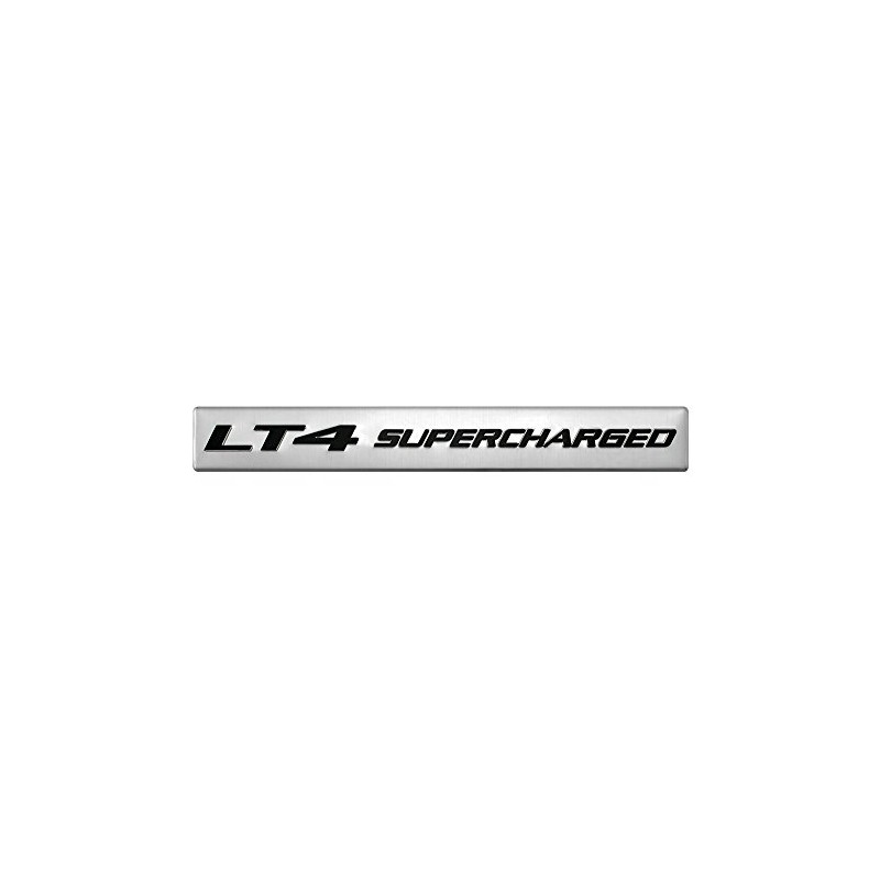 LT4 Supercharged Black on Silver Highly Polished Real Aluminum Emblem