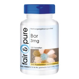 Boron 3mg (boron) as sodium tetraborate, vegan, trace element, without magnesium stearate, 120 boron tablets