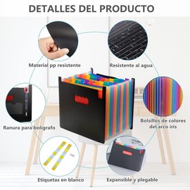 FUNTOCA Carpeta Organizadora de Documentos, Organizador de Archivos de Acordeón, Archivero Expandible 37 Bolsillos, Carpetas de Plástico Portátil para Facturas, Recibos, Papeles, A4 (37 Bolsillos)