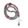 Intercession Handcrafted Paracord Rosary, Black Methalic Beads with Red Braided
