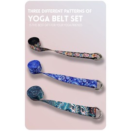 Aozora Yoga Strap for Stretching Yoga Bands Yoga Belt Pilates Straps with Extra Safe Adjustable D-Ring Buckle, 8 feet Non-Elastis Yoga Accessories for Pilates (Celestial-3 pack)