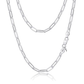 Amberta Women's 925 Sterling Silver Paperclip Chain: 4.4 mm 40 cm/16 inch
