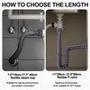 Sink Drain Kit, 1-1/2 Inch Expandable Flexible P-Trap 7.5 Inch