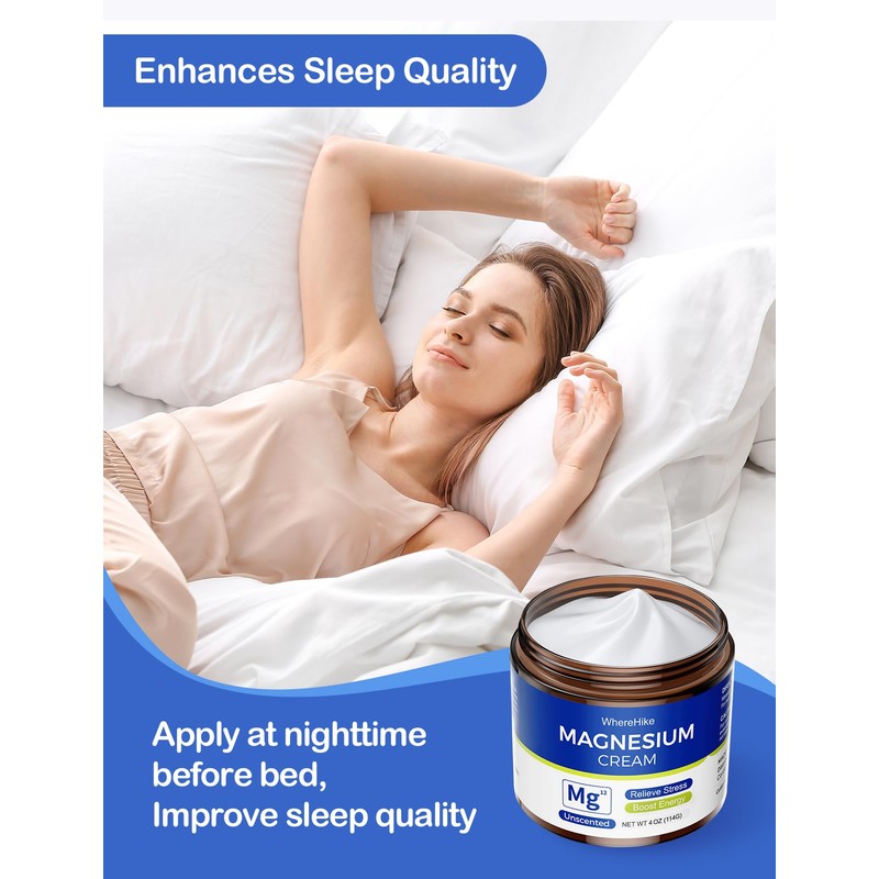 Natural Topical Magnesium Cream for Sleep,Nighttime Magnesium Lotion for Pain