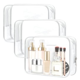 TSA Clear Toiletry Bag -3 Pack Clear Makeup Bag Quart Size Bags, H HOME-MART Travel Makeup Cosmetic Bag for Women, Carry on Airport Airline CompliantBag