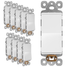 LIDER Matte White Minimalist Design Decorator Switch, Frameless Paddle Wall Light Switch, On/Off Rocker Switch, 3-Way or Single Pole, Residential Grade, UL Listed, 3 Wire, 15A 120-277VAC, 10 Pack