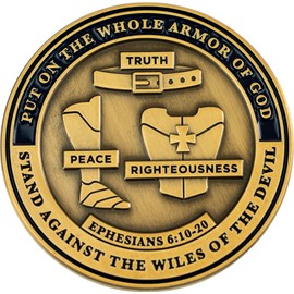 Armor of God, The Complete Armor Set, Bulk Pack of 3 Bible Study Challenge Coins, Memory Verse Tool for Teens, Men & Women, Christian Religious Prayer Token Gift with Bible Verse Scripture