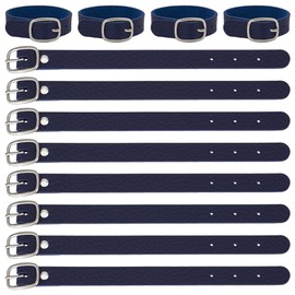 FINGERINSPIRE 12 Pcs PU Leather Luggage Tag Straps 18x1.2cm Adjustable Length Replacement Belts with Alloy Buckle Midnight Blue Leather Luggage Tag Loops for Suitcases Briefcase Backpacks