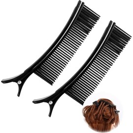 2Pcs Grip Clips for Hair Sectioning, Professional Alligator Clips, Hair Stylist Nonslip Hair Clips Comb, Sectioning Grip Clips for Salon Home Styling Sectioning Haircuts Dying Hair DIY Accessories (Black, One size)