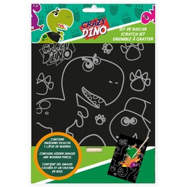 Kids - Scratch Art Crazy Dino Stationery Set, Color (KL11350)