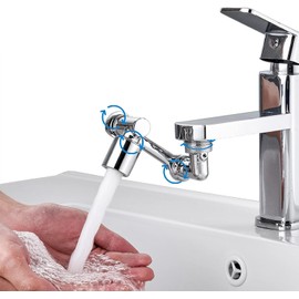 Extensor de llave universal giratorio para llave de baño y cocina, aireador, accesorio de extensión de llave giratorio de ángulo de 1440°, para hacer gárgaras cara y lavado